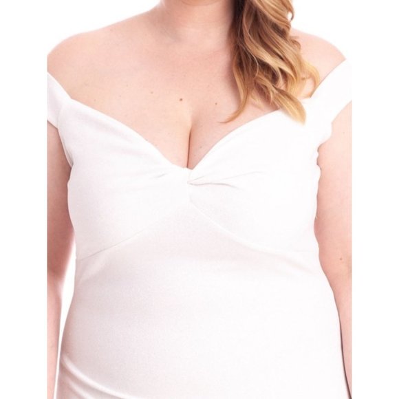 Symphony Off The Shoulder Glitter Bodycon Mini Dress White Size XXL NWT - Picture 5 of 6
